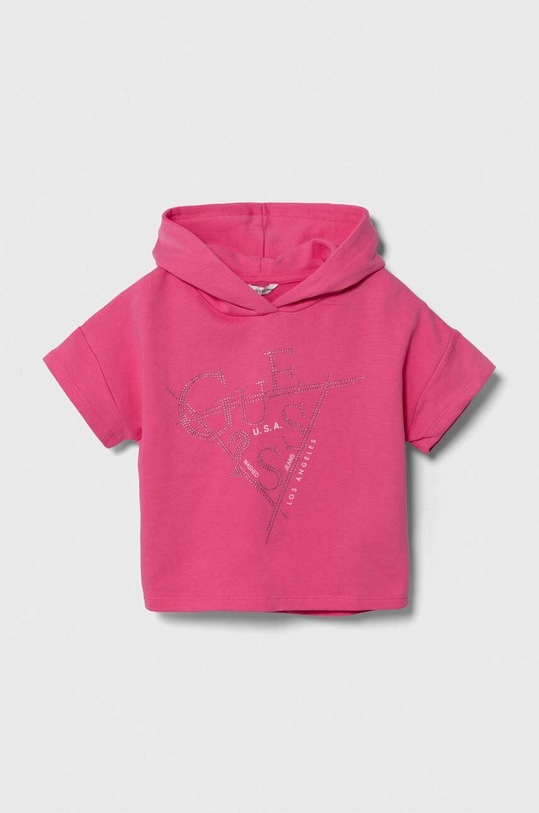 Guess bluza bawełniana dziecięca z kapturem różowy J4GQ03.KA6R3.PPYH