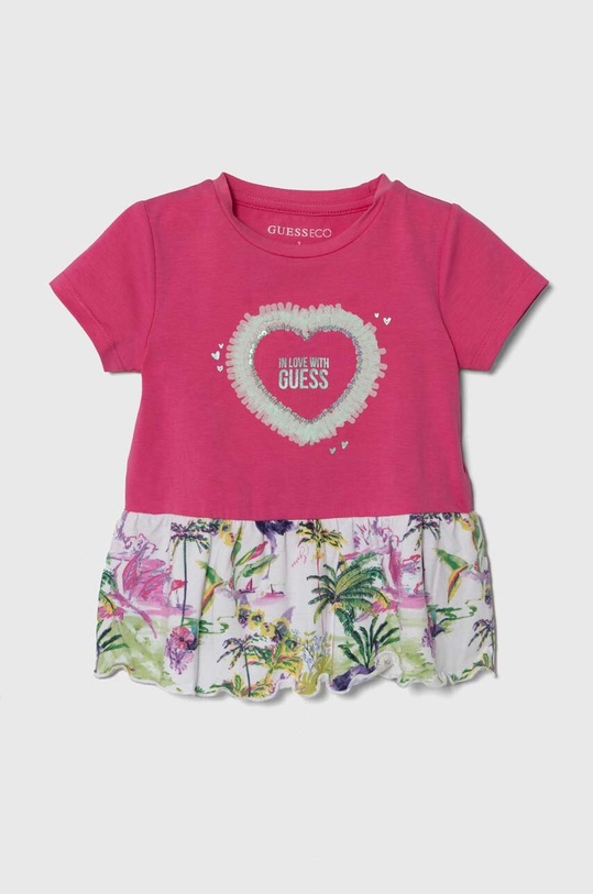 Guess t-shirt dziecięcy wzorzyste różowy K4GI15.K6YW3.PPYH
