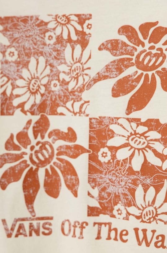 Момиче Детска памучна тениска Vans TROPIC CHECK CREW VN000GACFS8 бежов