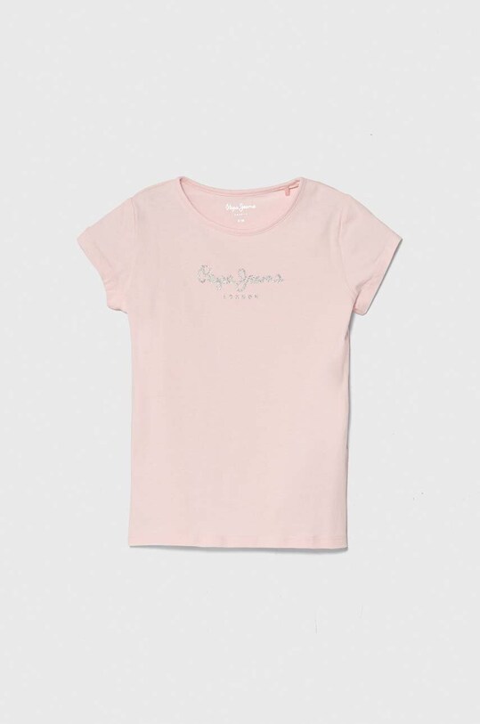 Дитяча футболка Pepe Jeans HANA GLITTER з еластаном рожевий PG503064