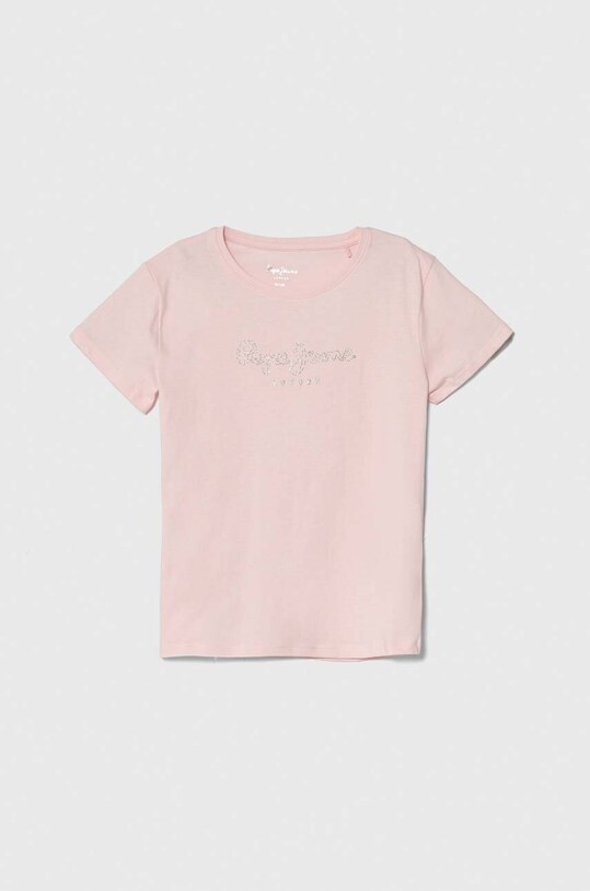 Детская хлопковая футболка Pepe Jeans NINA хлопок розовый PG503068