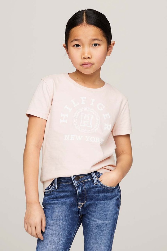 Tommy Hilfiger t-shirt bawełniany dziecięcy nadruk różowy KG0KG07855.116.122.PPYH