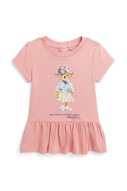 Bavlněné dětské tričko Polo Ralph Lauren kulatý růžová 310942268001