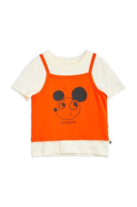 Mini Rodini t-shirt bawełniany dziecięcy 2412012300 pomarańczowy SS24