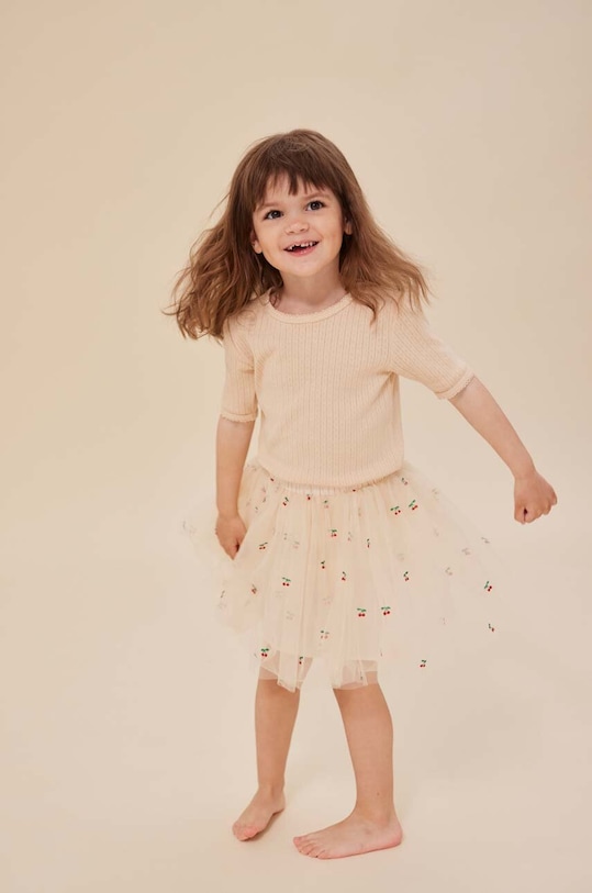 Dětské bavlněné tričko Konges Sløjd kulatý béžová KS100403