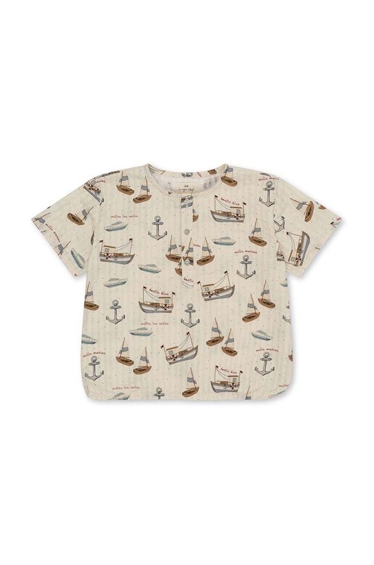 Детская хлопковая футболка Konges Sløjd узор бежевый KS100053