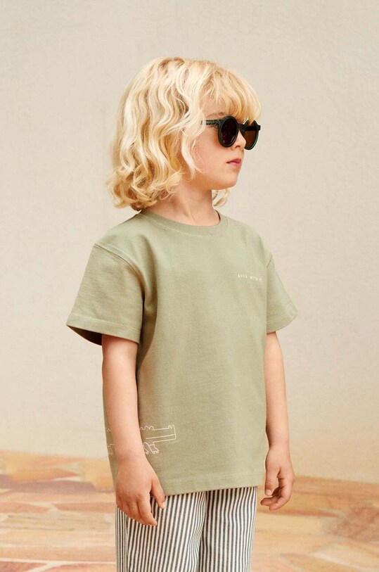 Liewood t-shirt in cotone per bambini Sixten Placement Shortsleeve T-shirt cotone verde LW18799