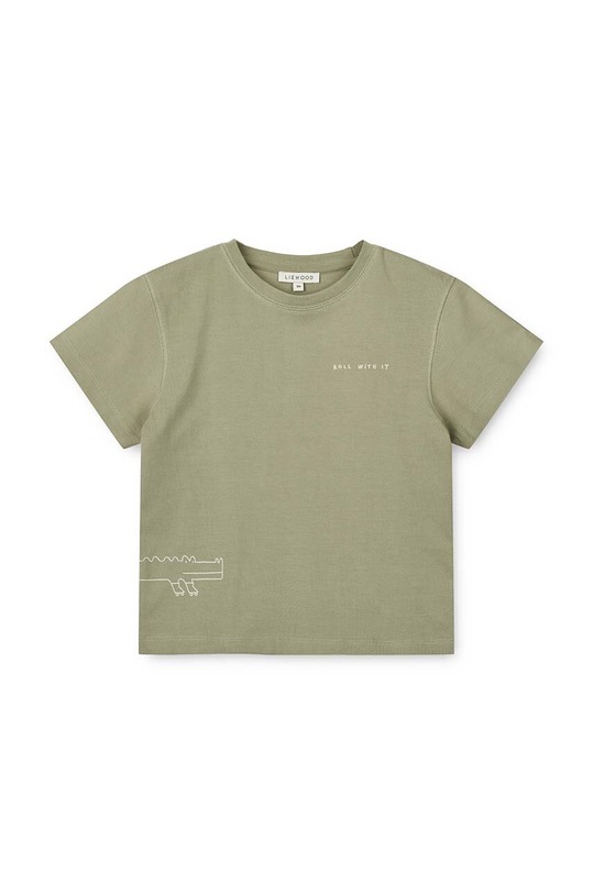Liewood t-shirt bawełniany dziecięcy Sixten Placement Shortsleeve T-shirt LW18799 zielony SS24