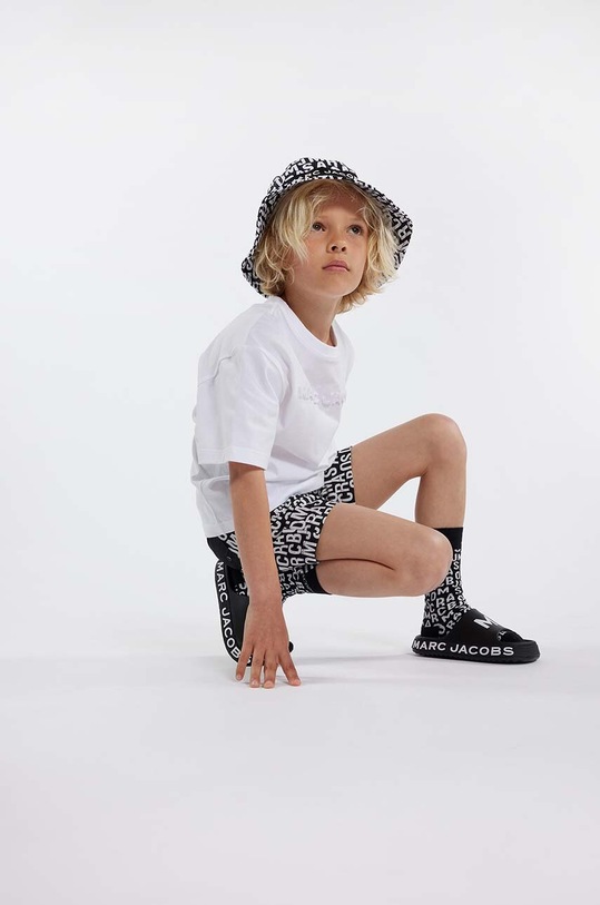 Παιδικό βαμβακερό μπλουζάκι Marc Jacobs στάμπα λευκό W60039.86.108