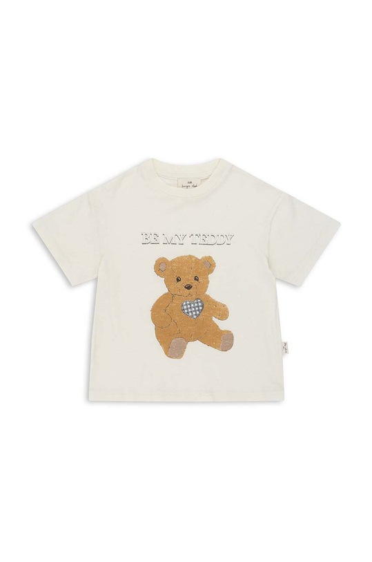 Konges Sløjd t-shirt z domieszką lnu KS100870 beżowy SS24