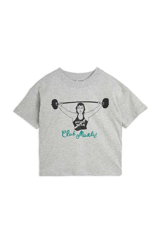 Mini Rodini tricou de bumbac pentru copii Club muscles print gri 2422014394