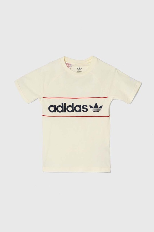 Dětské bavlněné tričko adidas Originals potisk béžová IP2653