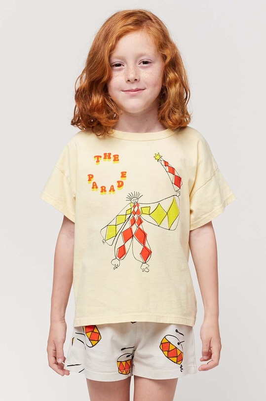 Bobo Choses t-shirt bawełniany dziecięcy nadruk żółty 124AC012