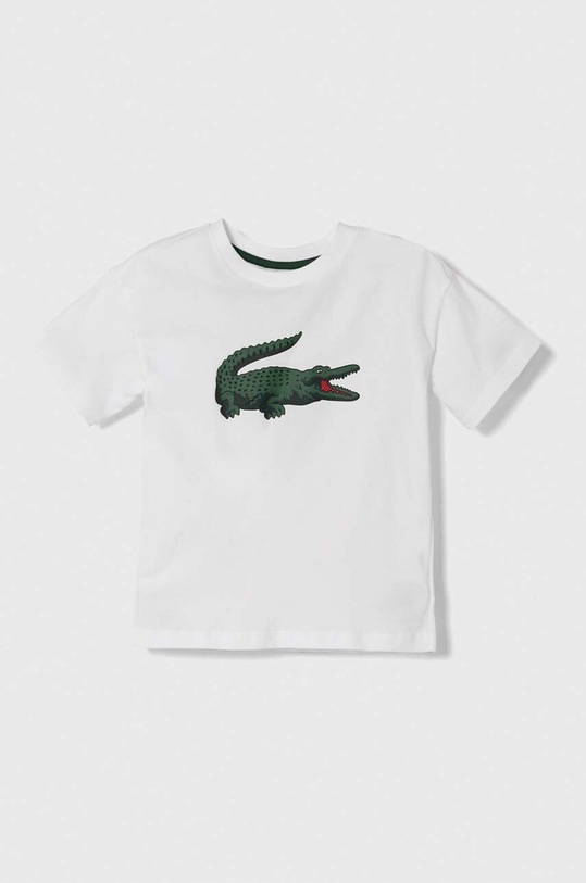Lacoste t-shirt bawełniany dziecięcy nadruk biały TJ1207
