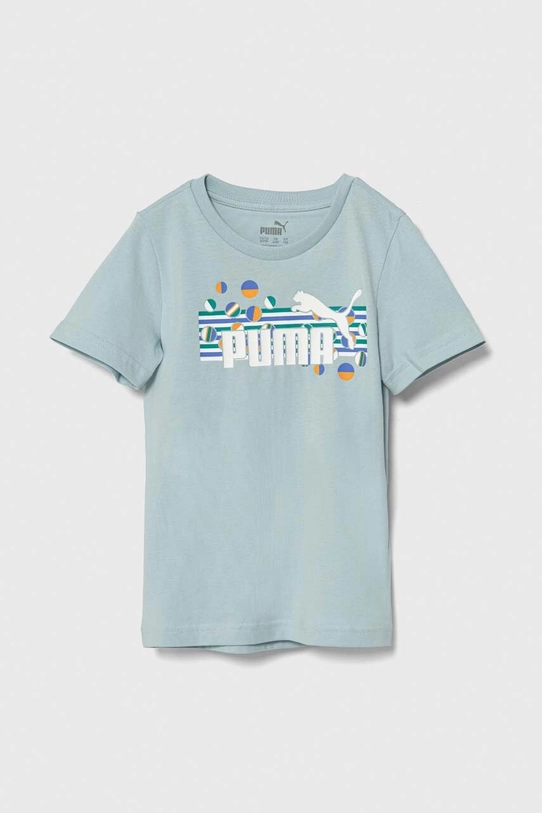 Дитяча бавовняна футболка Puma ESS+ SUMMER CAMP Tee бавовна бірюзовий 679273