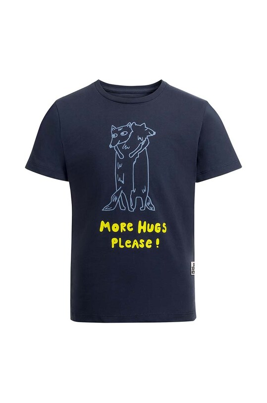 Jack Wolfskin t-shirt bawełniany dziecięcy MORE HUGS nadruk granatowy 1610581.