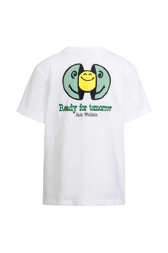 Chłopiec Jack Wolfskin t-shirt bawełniany dziecięcy SMILEYWORLD 1610741. biały