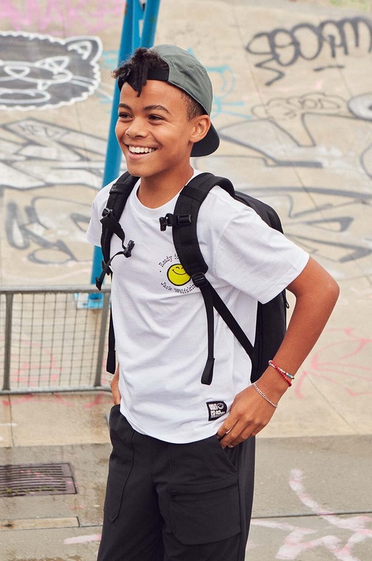 Jack Wolfskin t-shirt bawełniany dziecięcy SMILEYWORLD 1610741. biały