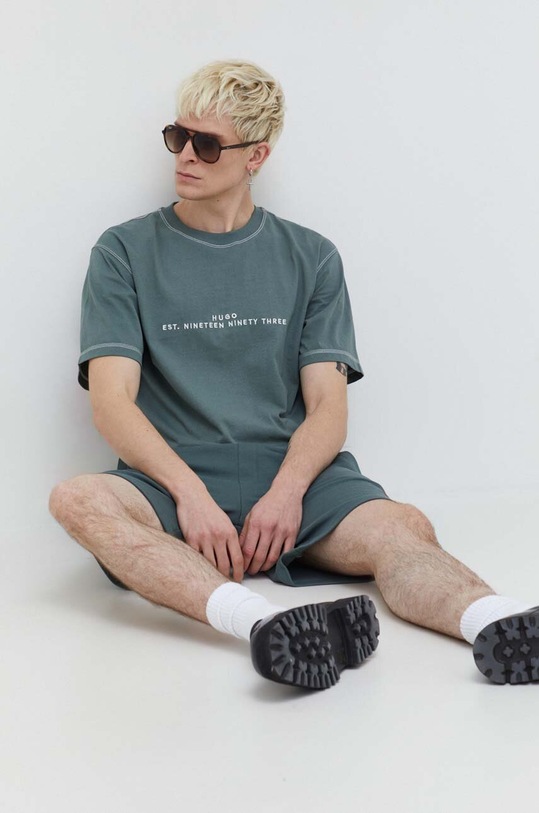 Bavlnené tričko HUGO 50504718 zelená SS24