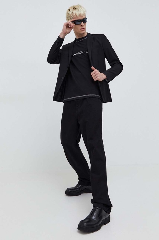 Bombažna kratka majica HUGO 50504718 črna SS24