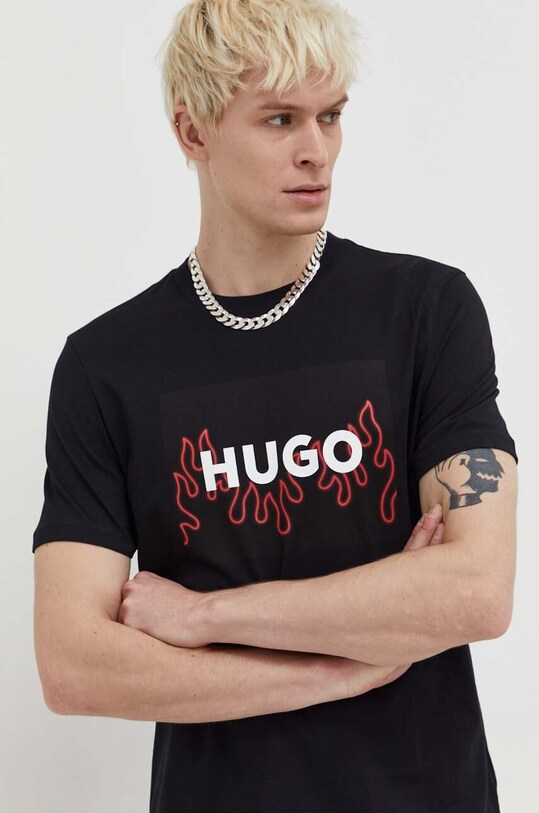 Хлопковая футболка HUGO чёрный 50506989