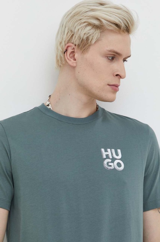 HUGO t-shirt bawełniany zielony 50508944