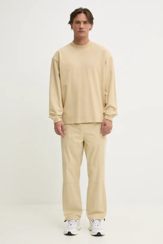 HUGO longsleeve bawełniany 50511029 beżowy AW25