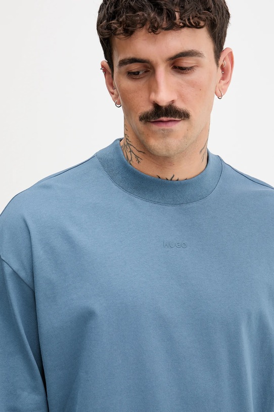 Хлопковый лонгслив HUGO голубой 50511029