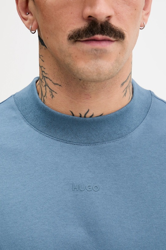 Хлопковый лонгслив HUGO 50511029 голубой