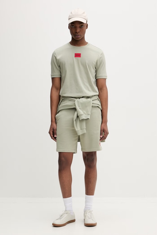 HUGO majica dugih rukava muška pamučna Daposo 50511029 zelena SS26