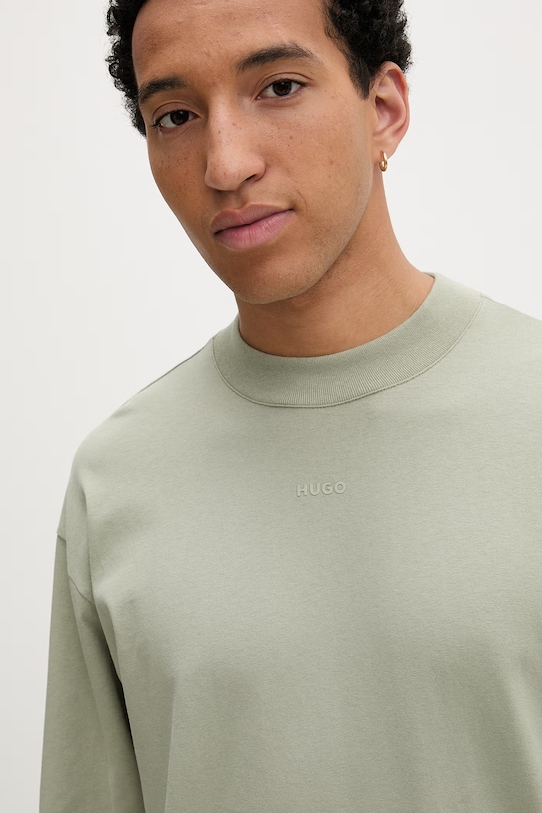 HUGO tričko s dlhým rukávom pánske bavlnené Daposo zelená 50511029