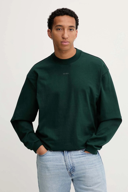 HUGO longsleeve bawełniany bawełna zielony 50511029