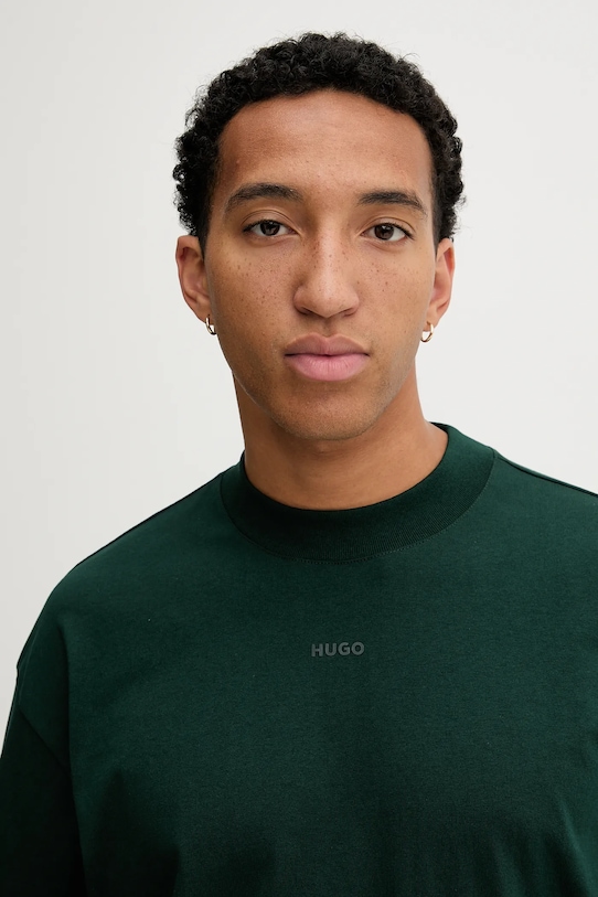 HUGO longsleeve bawełniany zielony 50511029