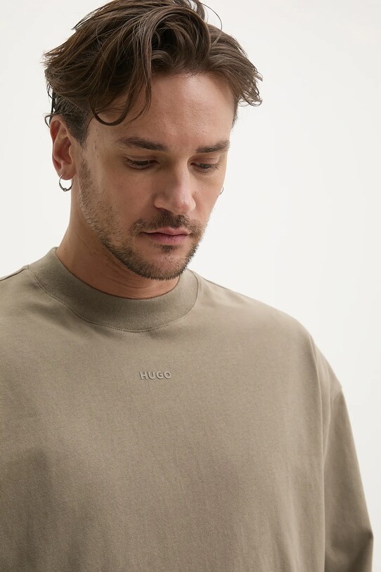 HUGO top a maniche lunghe in cotone beige 50511029