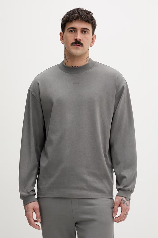 HUGO longsleeve bawełniany szary 50511029