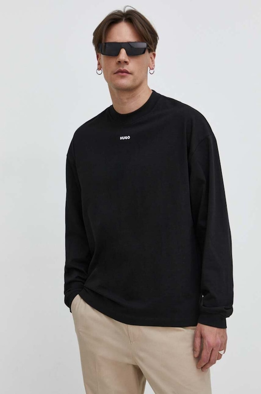 HUGO longsleeve bawełniany bawełna czarny 50511029