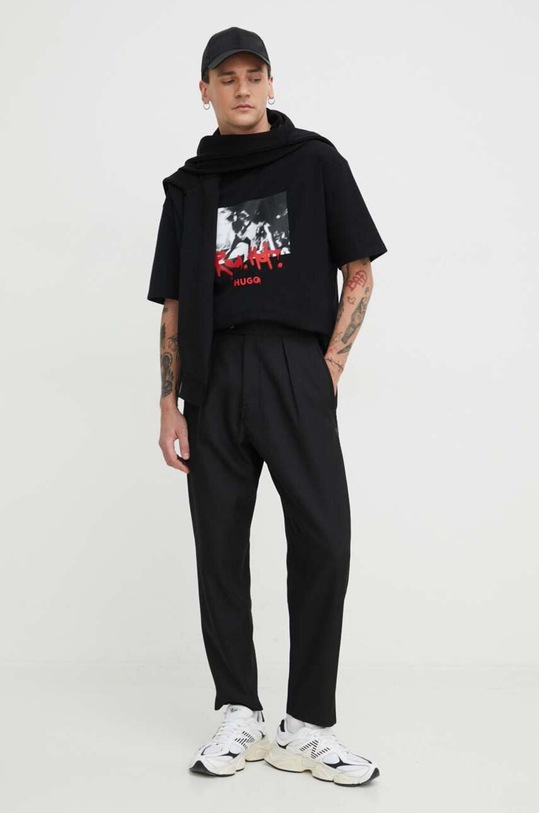 Bavlněné tričko HUGO 50504871 černá SS24