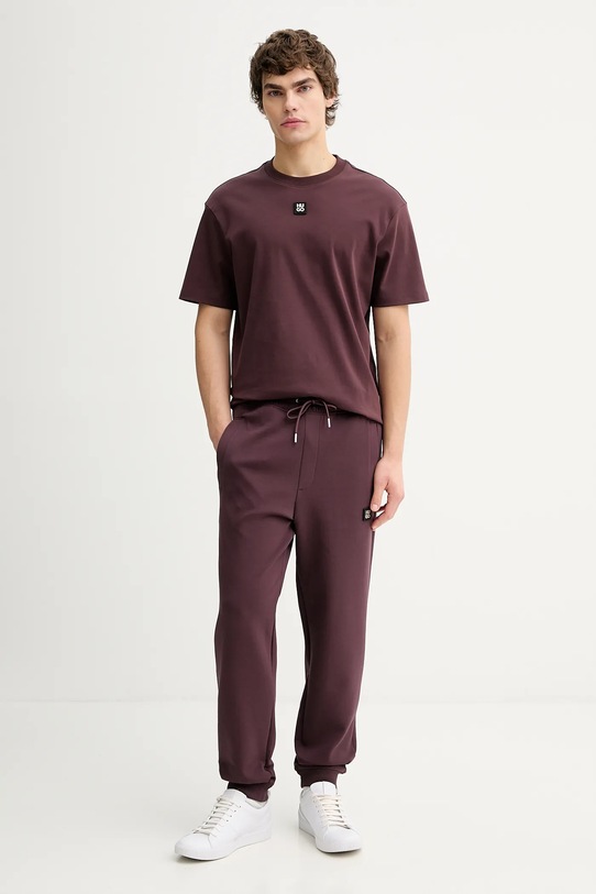 HUGO t-shirt bawełniany 50505201 bordowy AW25
