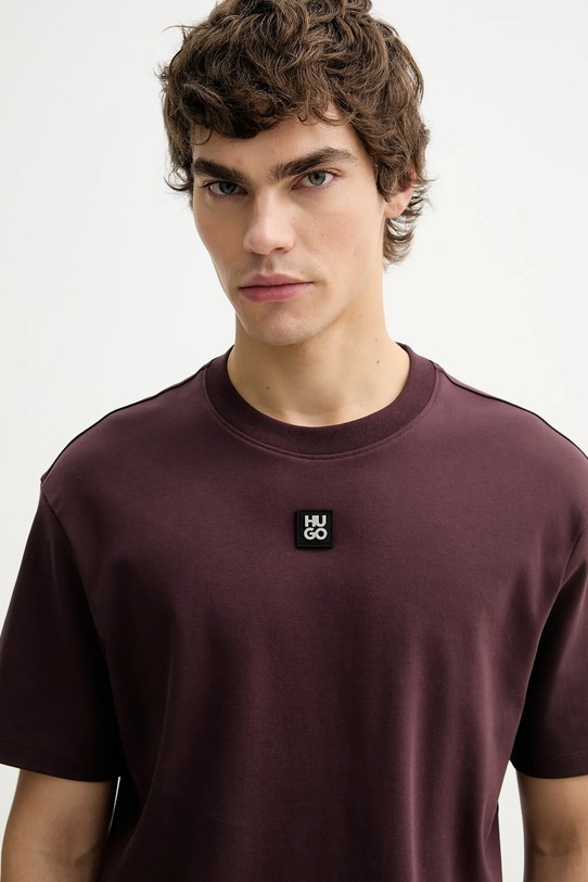 HUGO t-shirt bawełniany bordowy 50505201