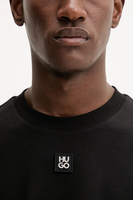 Памучна тениска HUGO 50505201 черен