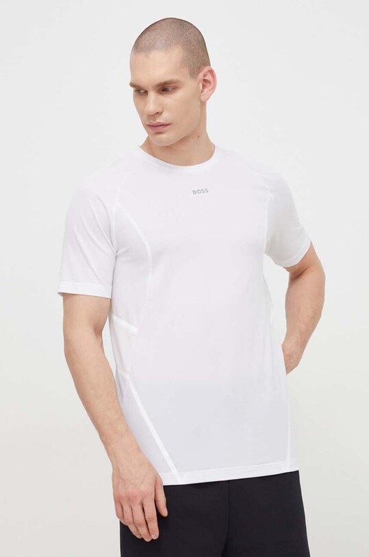 BOSS Green tricou uni alb 50506354