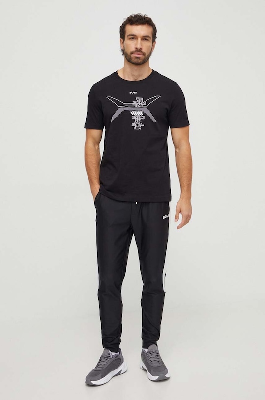 Bavlněné tričko Boss Green 50506358 černá SS24