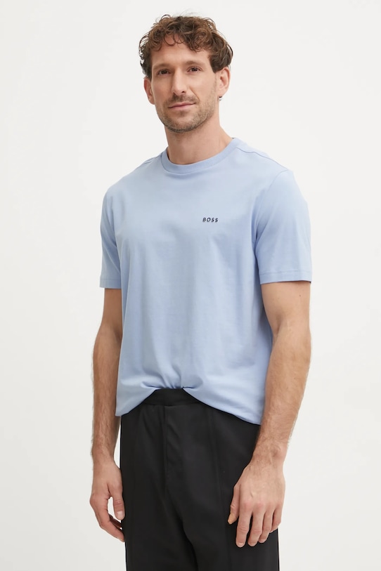 BOSS Green t-shirt z elastanem niebieski 50506373