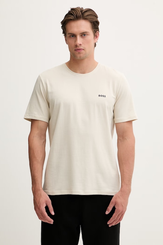 BOSS loungwear tričko pánské bavlněné s elastanem Mix&Match T-Shirt R béžová 50515312