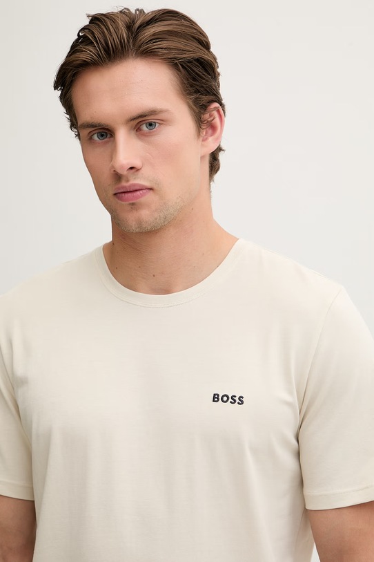 BOSS loungwear tričko pánské bavlněné s elastanem Mix&Match T-Shirt R béžová 50515312