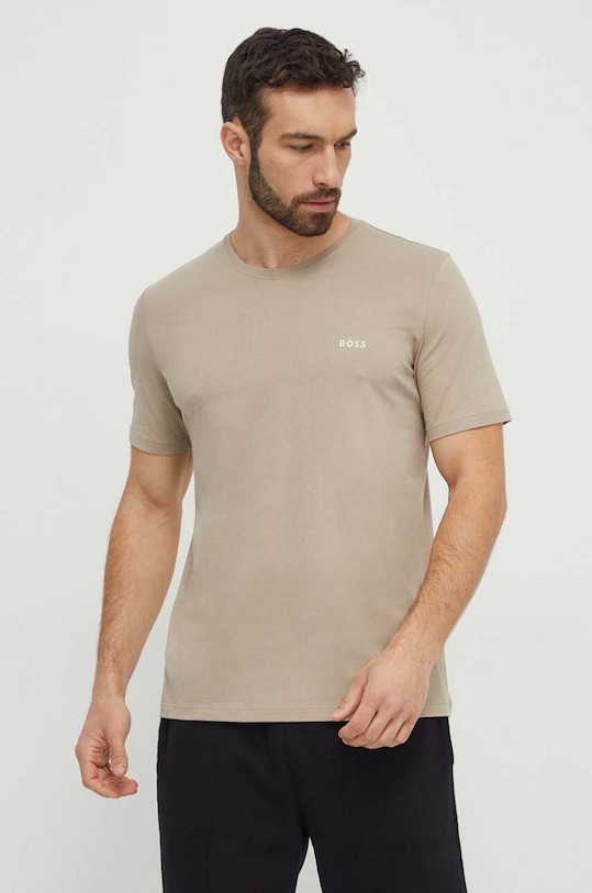BOSS t-shirt lounge z elastanem beżowy 50515312