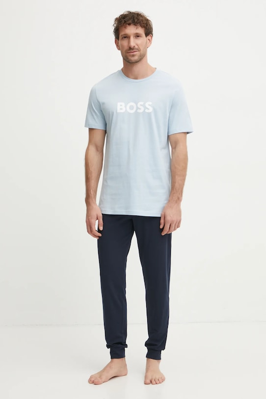 Хлопковая футболка BOSS 50503276 голубой NC24
