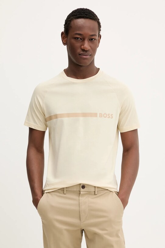 BOSS tricou din bumbac print bej 50517970
