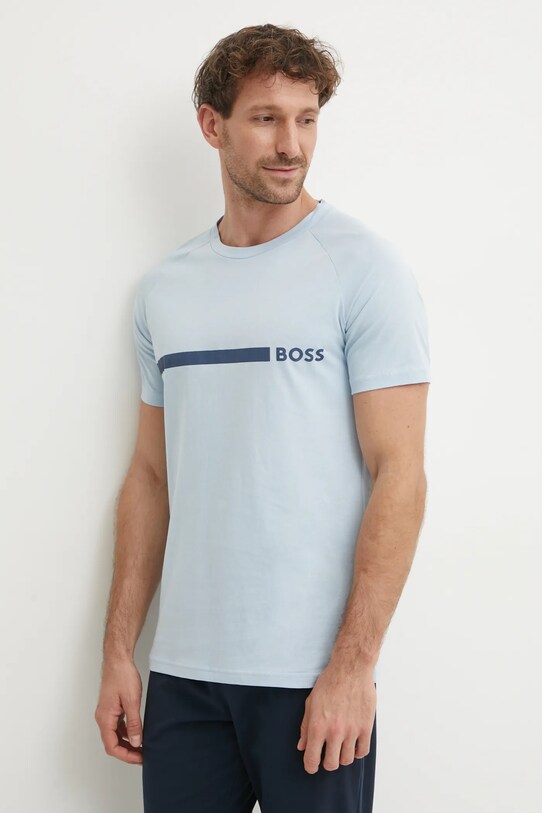 BOSS tricou din bumbac print albastru 50517970