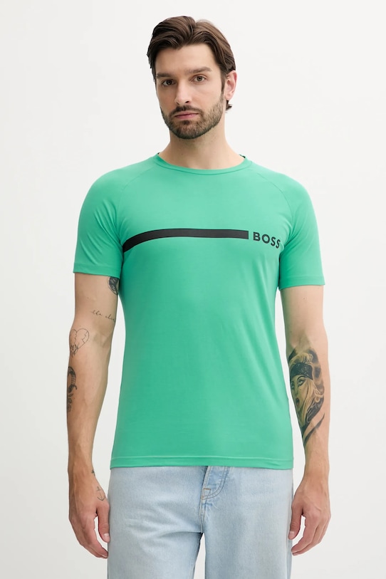 BOSS tricou din bumbac print turcoaz 50517970
